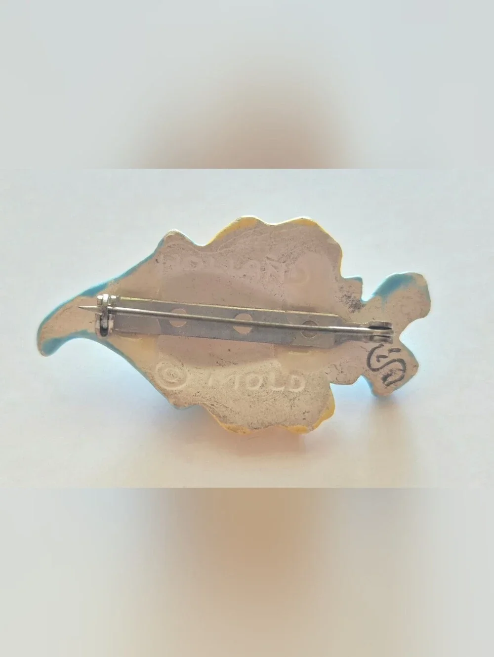 Vintage Ceramic Pixie Elf Brooch- Holland Mold- Kitsch Witch Girl Face
